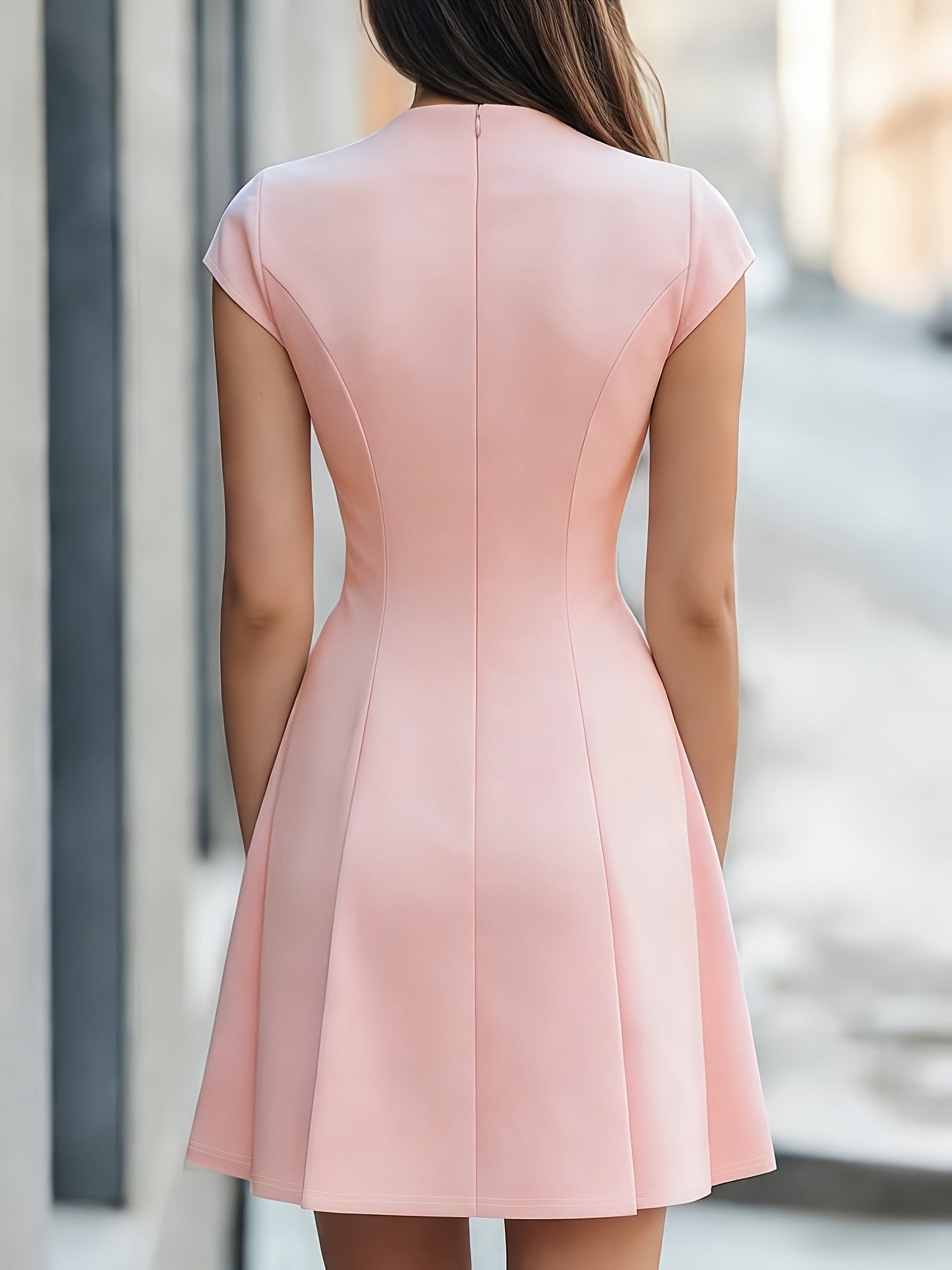 Women's Fitted Waist-Cinching Mini Dress with Belted A-Line Style