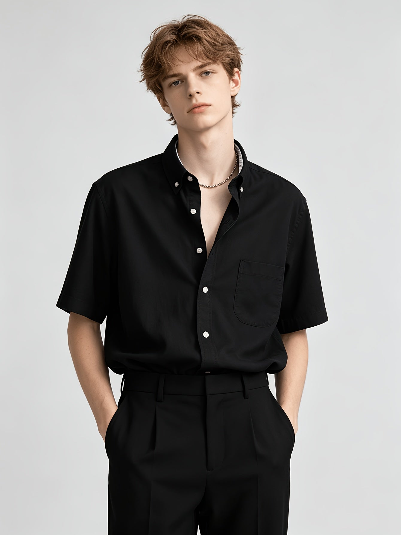 Teen Boys Short Sleeve Button-Down Oxford Shirt Casual Summer