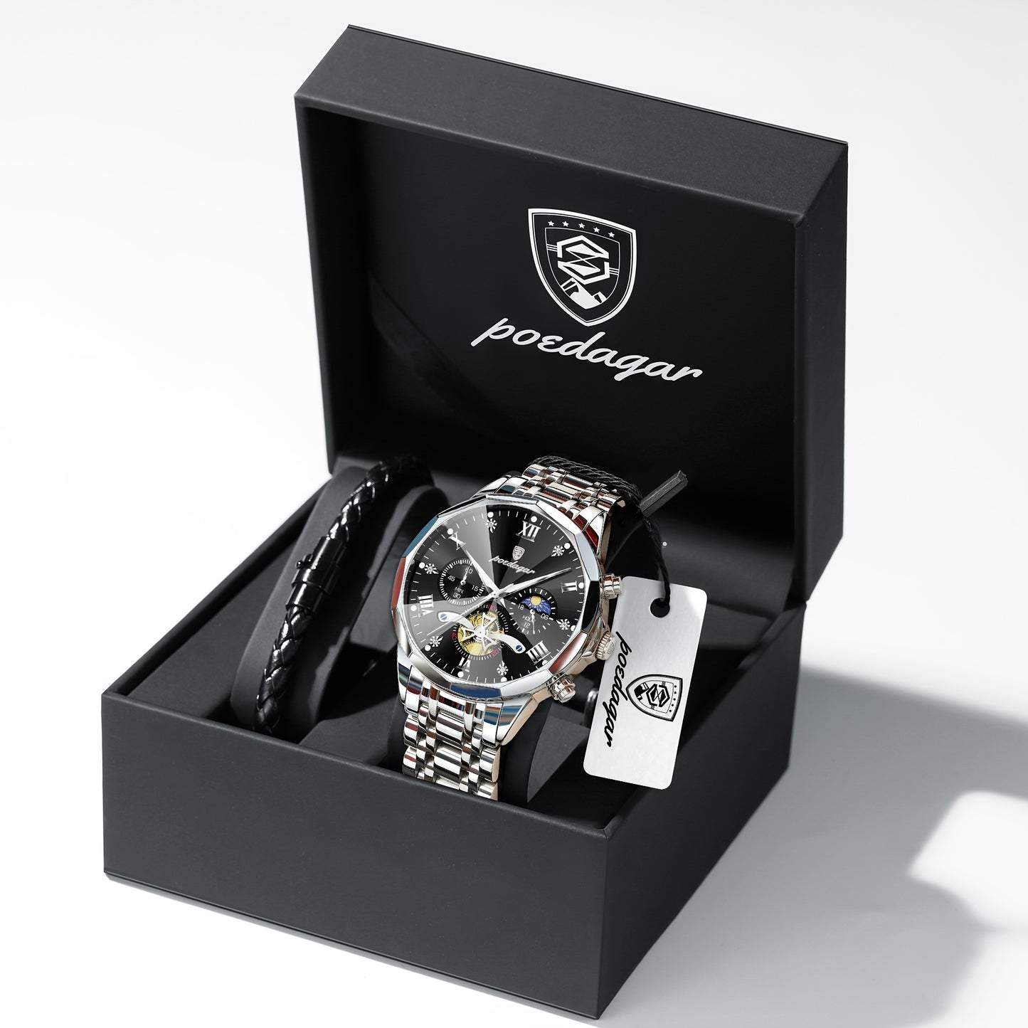 Men's Stainless Steel Business Watch with Luminous Chronograph