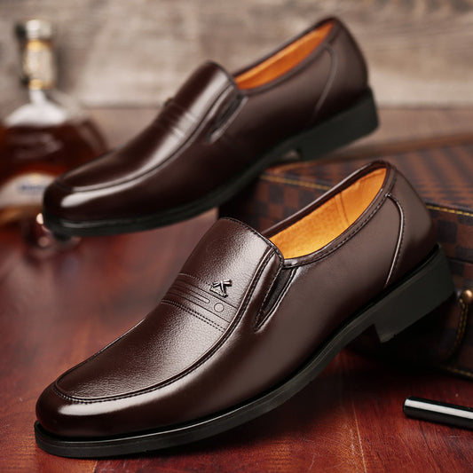 Men's Elegant PU Lace-Up Office Shoes All-Season Formal Footwear - ayq