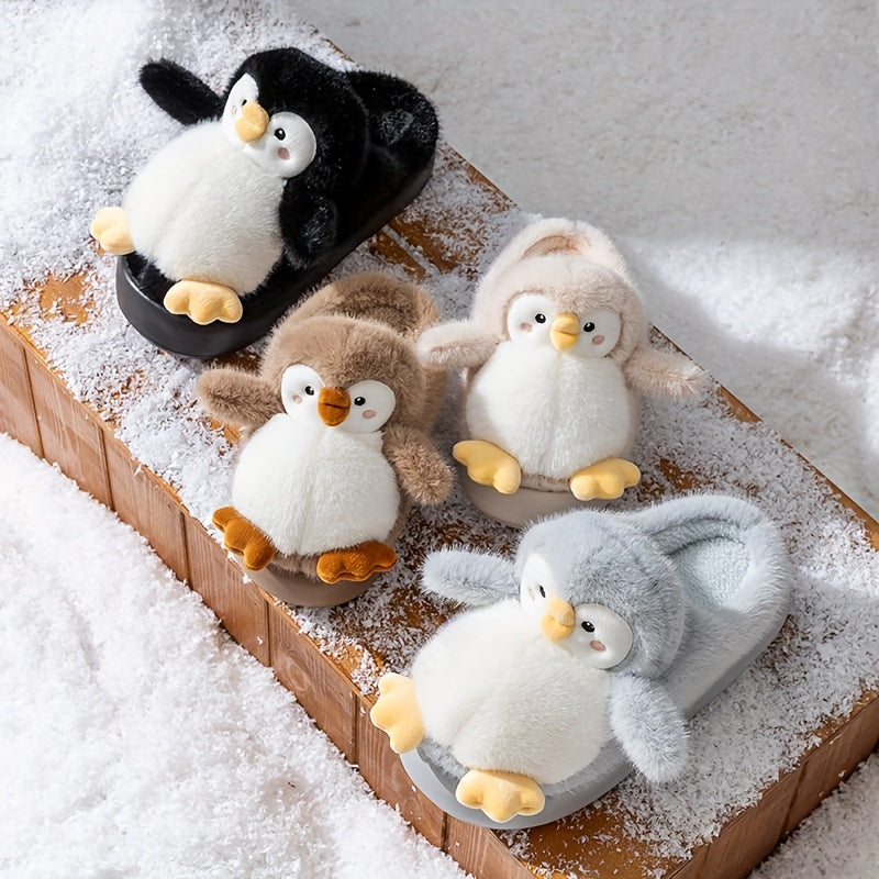 Women's Cute Penguin Plush Slippers - Winter Warm Slip-On Indoor House Shoes with Adorable Black & White Penguin & Beak Design, Soft Sole & Plush Lining, Pink Belly & Yellow Beak for -Like Comfort (Adults &), Slippers For Wom