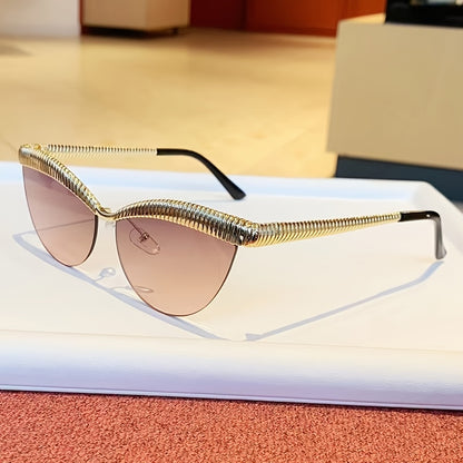 Half-Rim Cat-Eye Decorative Glasses with Zinc Alloy Frame