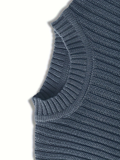 Fashion Knit Round Neck Sweater Pullover - Soft, Breathable, Medium Stretch, Long Sleeve, Casual Top for City Walks, Streets, Outings, Outdoor Activities - Perfect for Autumn and Winter