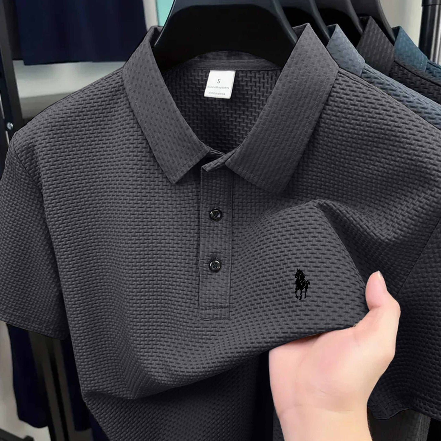 S144 Ankle Sprain Horse Print Golf Knitted Men'S Polo - ayq