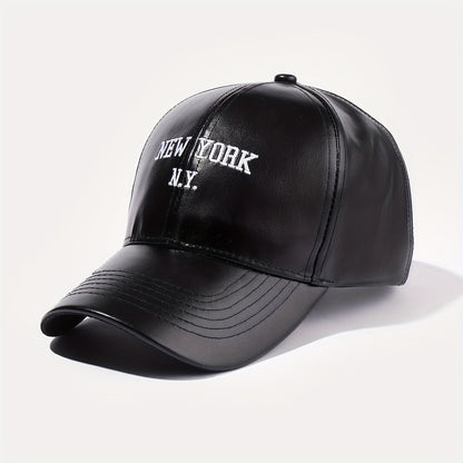 Unisex PU Leather Baseball Cap Adjustable Breathable Style