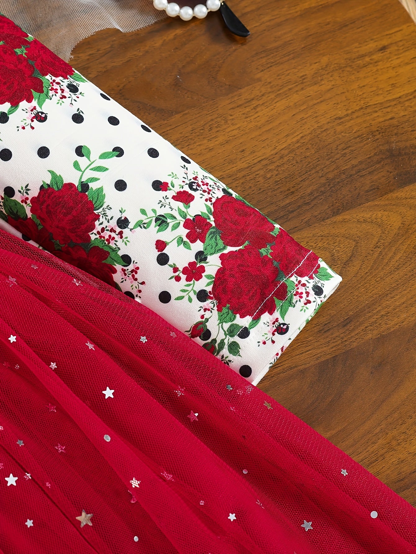 COVIVIKY Girls' Elegant Long Sleeve Party Dress with Puff Skirt & Sheer Panel - Knee-Length A-Line Wedding Prom Dress, Belted Waist Bow & Netting Trim, Hand Washable Winter Formal Gown for Girls (Age 4-12)