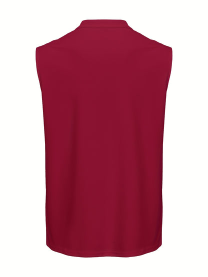 Men's Sleeveless V-Neck Shirt with Quarter Zip - Lightweight Summer To