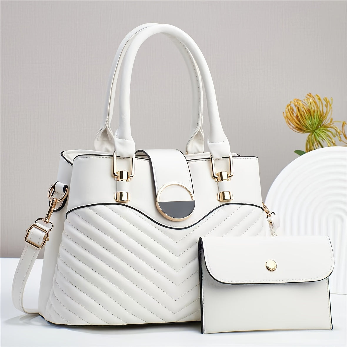 Elegant Women's Faux Leather Handbag with Convertible Crossbody