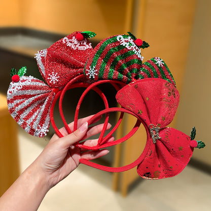 2/4pcs Women'S Christmas Bow Headbands, Sweet and Cute Style, Festive Hair Accessories for Holiday Parties, School Supplies, Autumn Decorations, Christmas Gifts, Christmas Ornaments