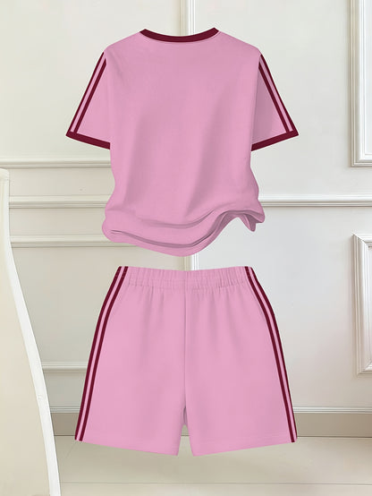 Girls' Butterfly Print Bow Short Sleeve Tee & Shorts Set
