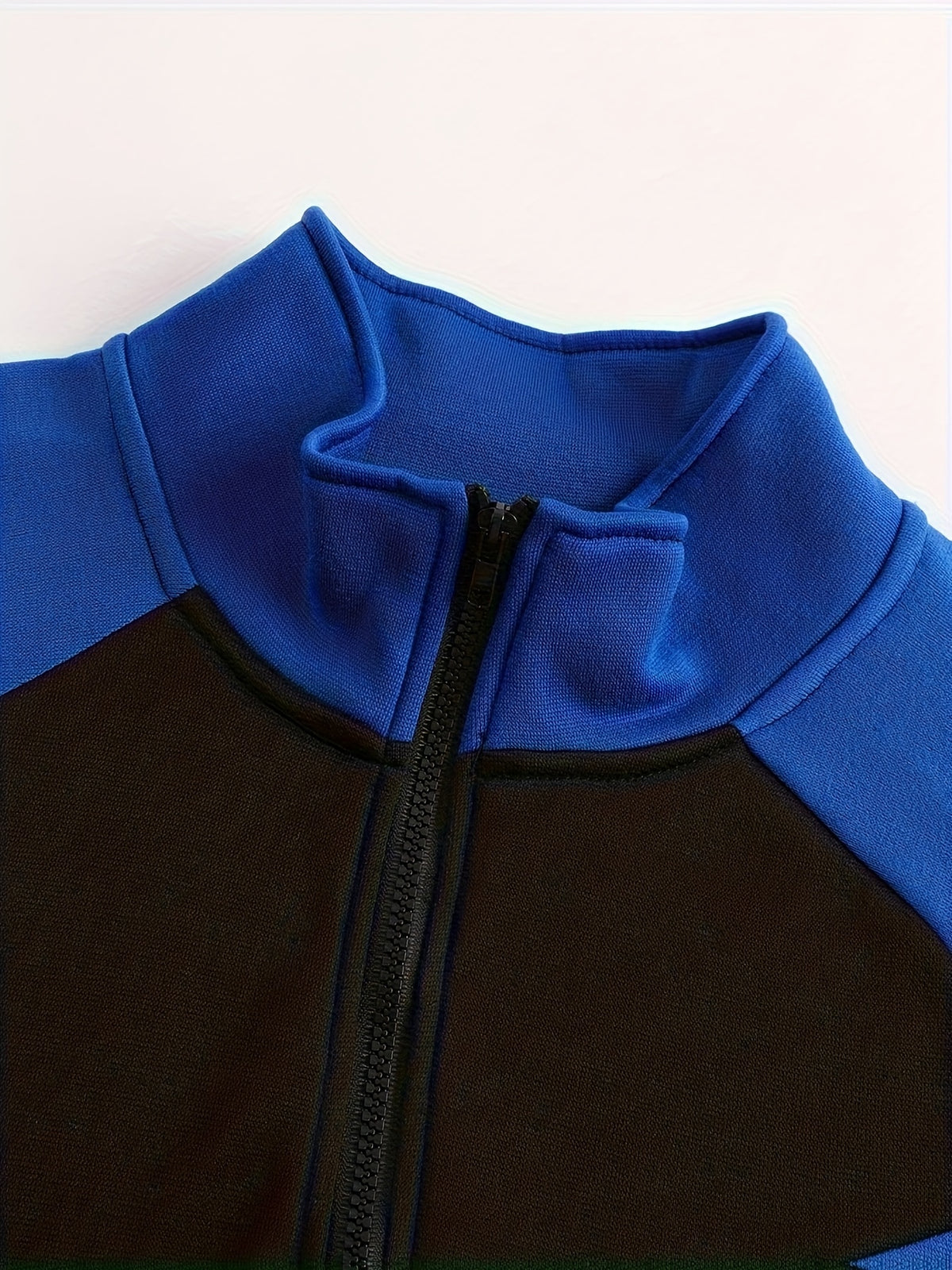 Men's Slim Fit Color Block Zip-Up Jacket with Stand Collar