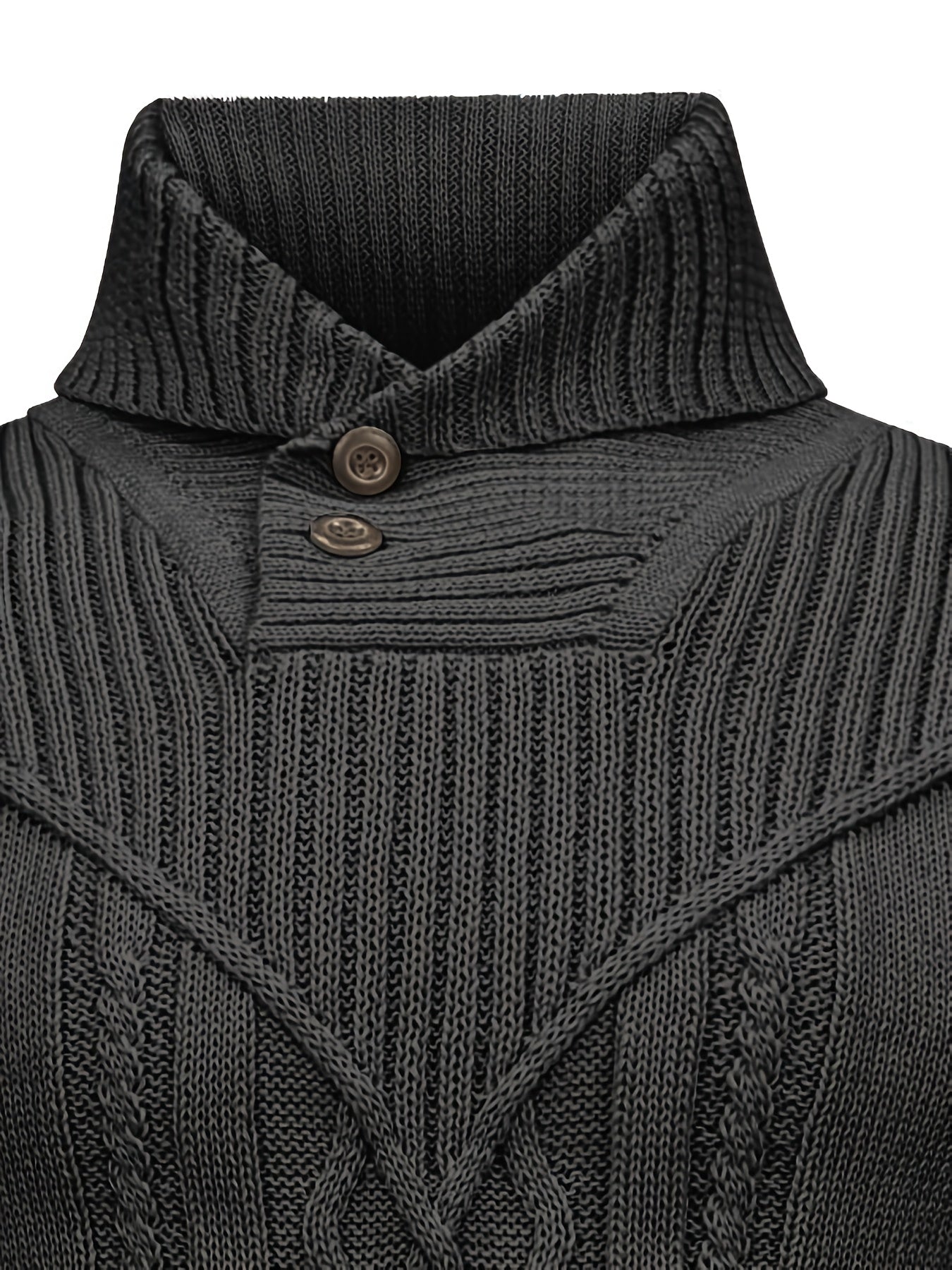 Men's High Collar Warm Knit Sweater - Stretchy Fashion Ribbed Pullover, Elegant Gentleman Cardigan