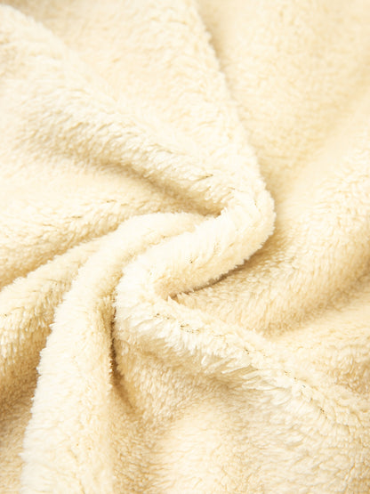 2pcs Boys' Fleece-Lined Hooded Sweatshirt + Casual Pants Set, Solid Color Long-Sleeved Zip-Up Top with Medium Stretch Warm Fabric for Autumn/Winter Season, Perfect for