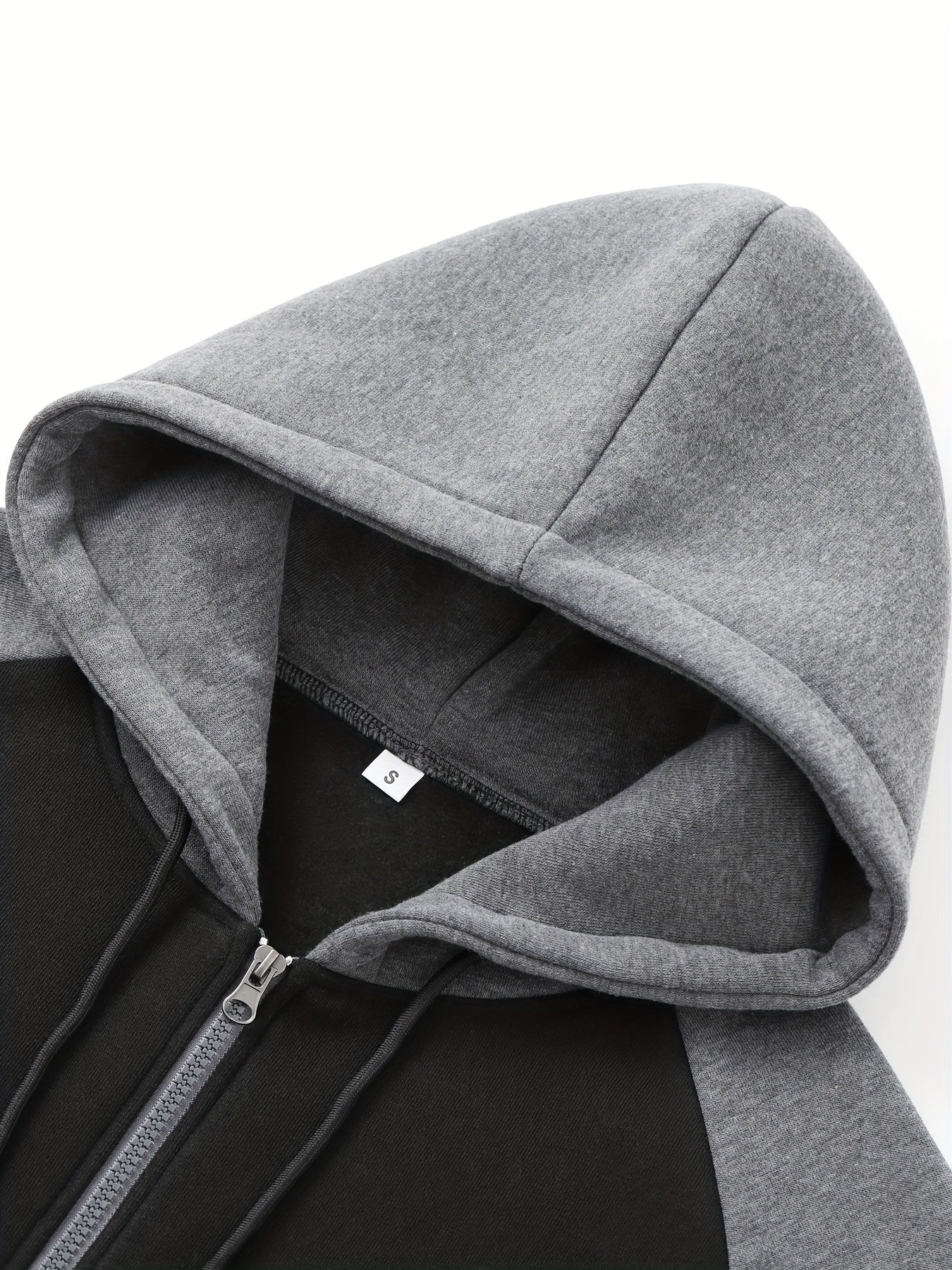 Men's Casual Sports Hoodie Two-Piece Set Four Seasons Color-Matching Zipper Drawstring Waist Jogging Suit