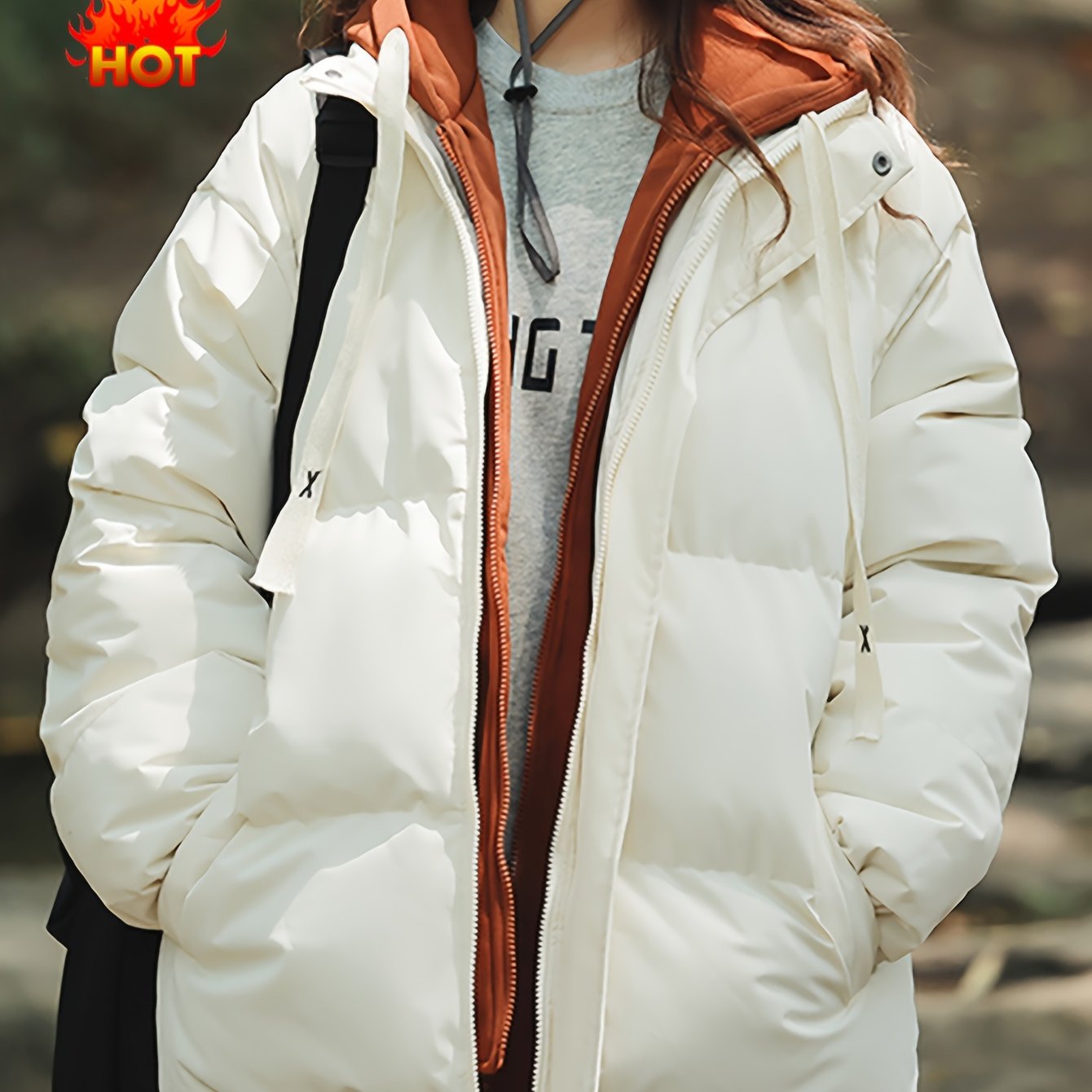 Women'S Light Blue Hooded Puffer Jacket - Cozy Fleece-Lined Winter Coat with Drawstring Hood, Casual Style for Cold Weather, Winter Coat