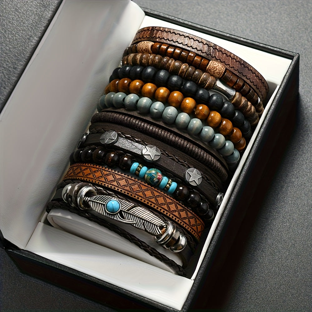 Popular 11pcs Handmade Braided Bracelet Set for Men
