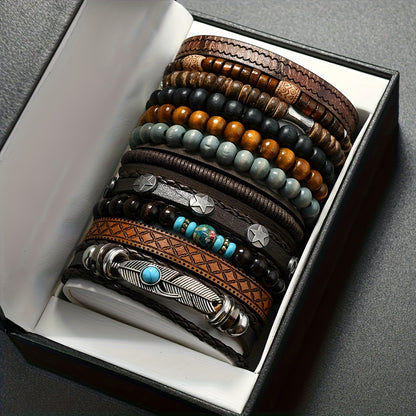 Popular 11pcs Handmade Braided Bracelet Set for Men