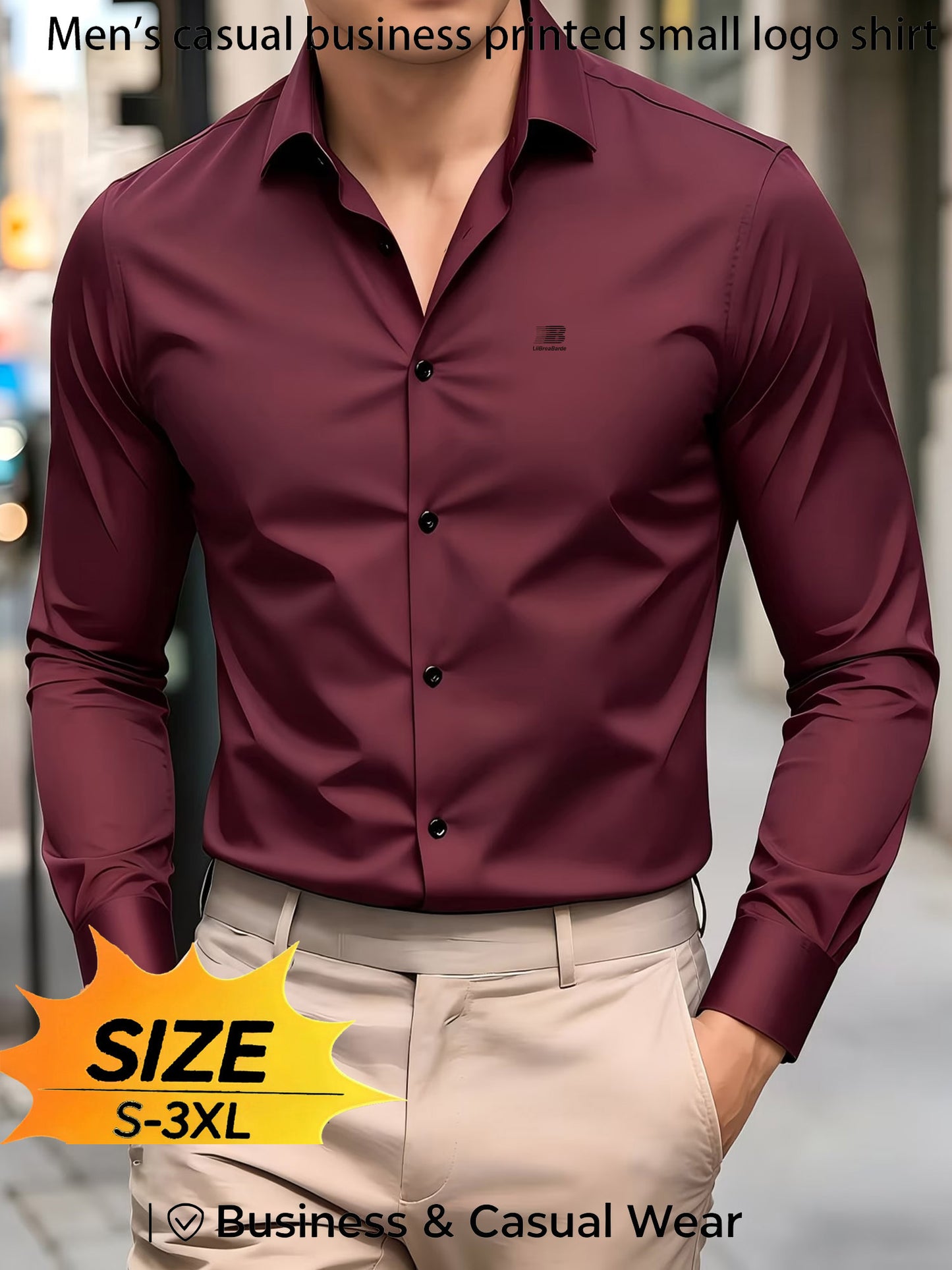 Men's Casual Long Sleeve Business Shirt for Spring and Fall