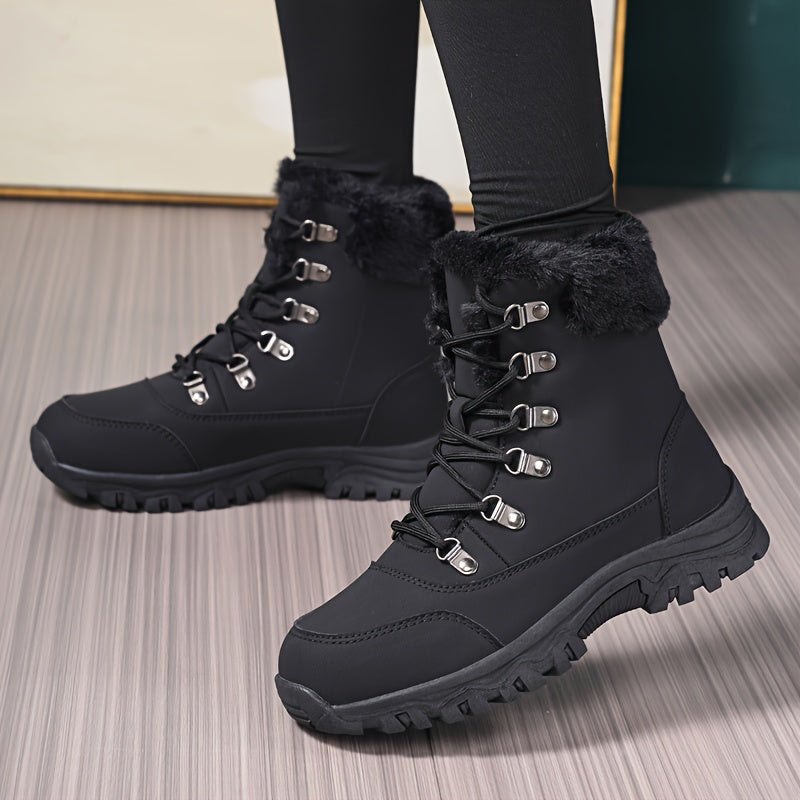 Women's & Men's Heavy-Duty Winter Snow Boots - Thickened Round-Toe Traction Tires, Faux Upper & TPR Sole, Unisex High-Ankle Trekking Boots for Skiing, Ice, Hiking, Snowshoeing - Cold Weather Outdoor Footwear