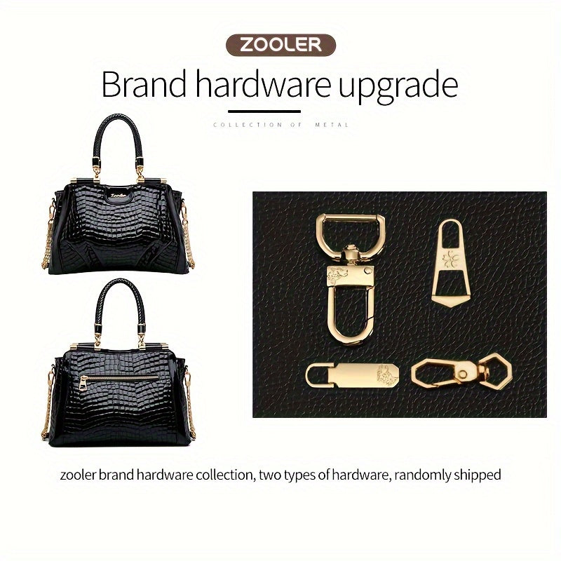 Elegant Women's Genuine Leather Tote Bag with Detachable Strap