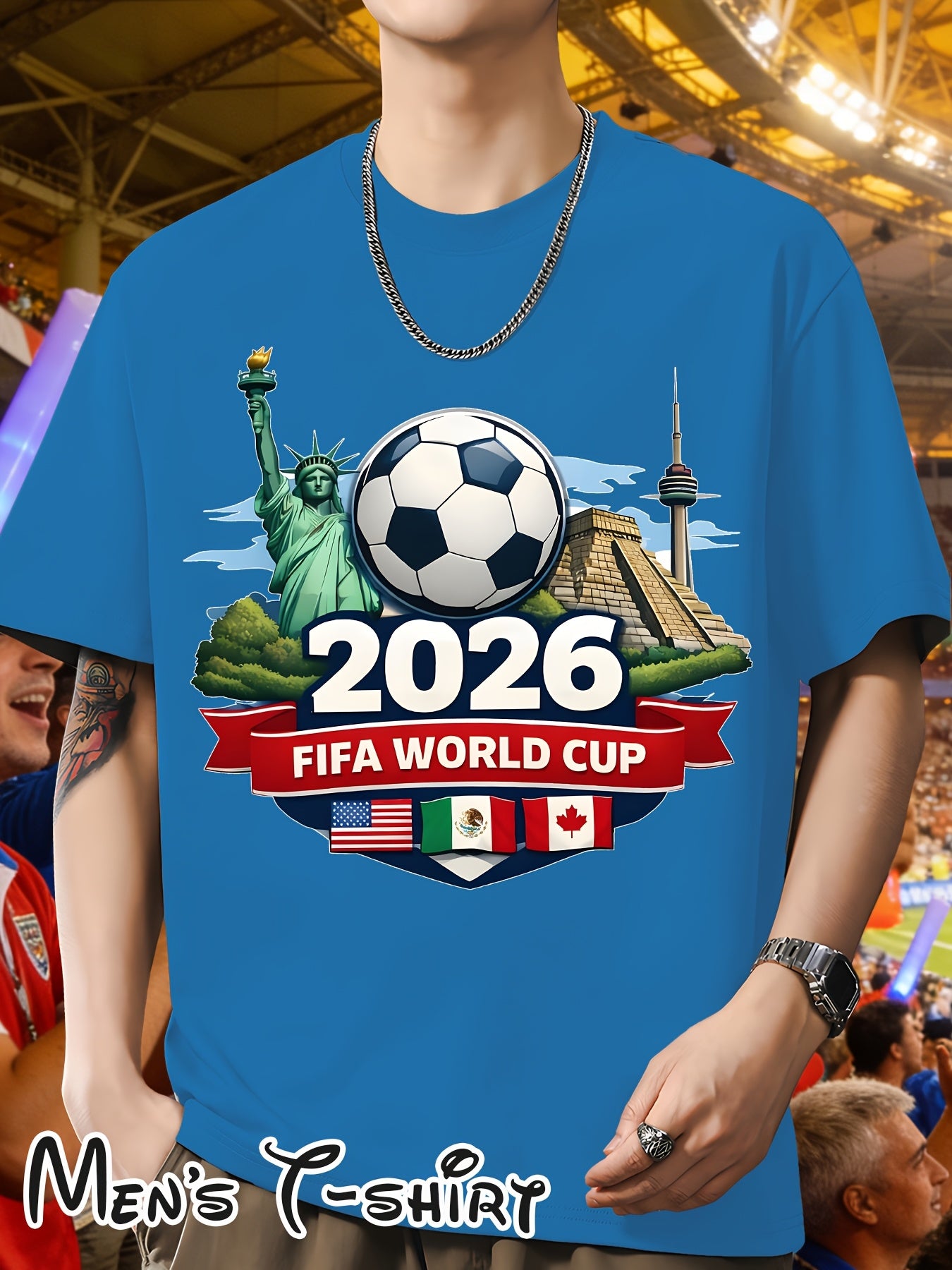 Men's 2026 World Cup Casual Landmark Print Polyester T-Shirt