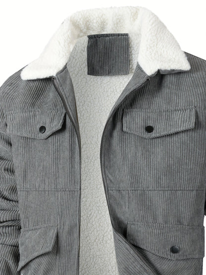 Men'S Heavy-Duty Thermal Jacket - Windproof & High Quality Winter Coat with Zipper Closure, Multi-Pocket Design, Non-Stretch Fabric - Cold Weather Outerwear for Everyday, Thick, Windproof Jacket, Casual Outerwear, Durable Con