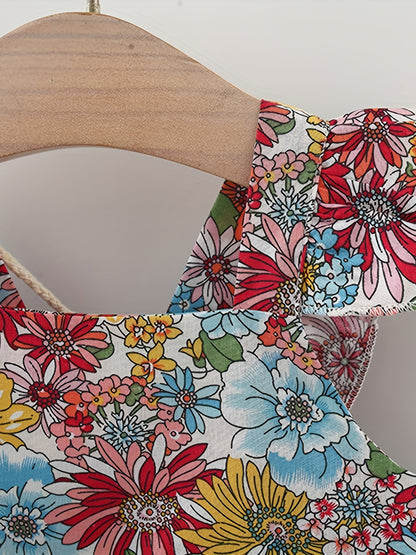 Vintage Floral Sleeveless Baby Girl Dress and Bag Set 0-3 Years
