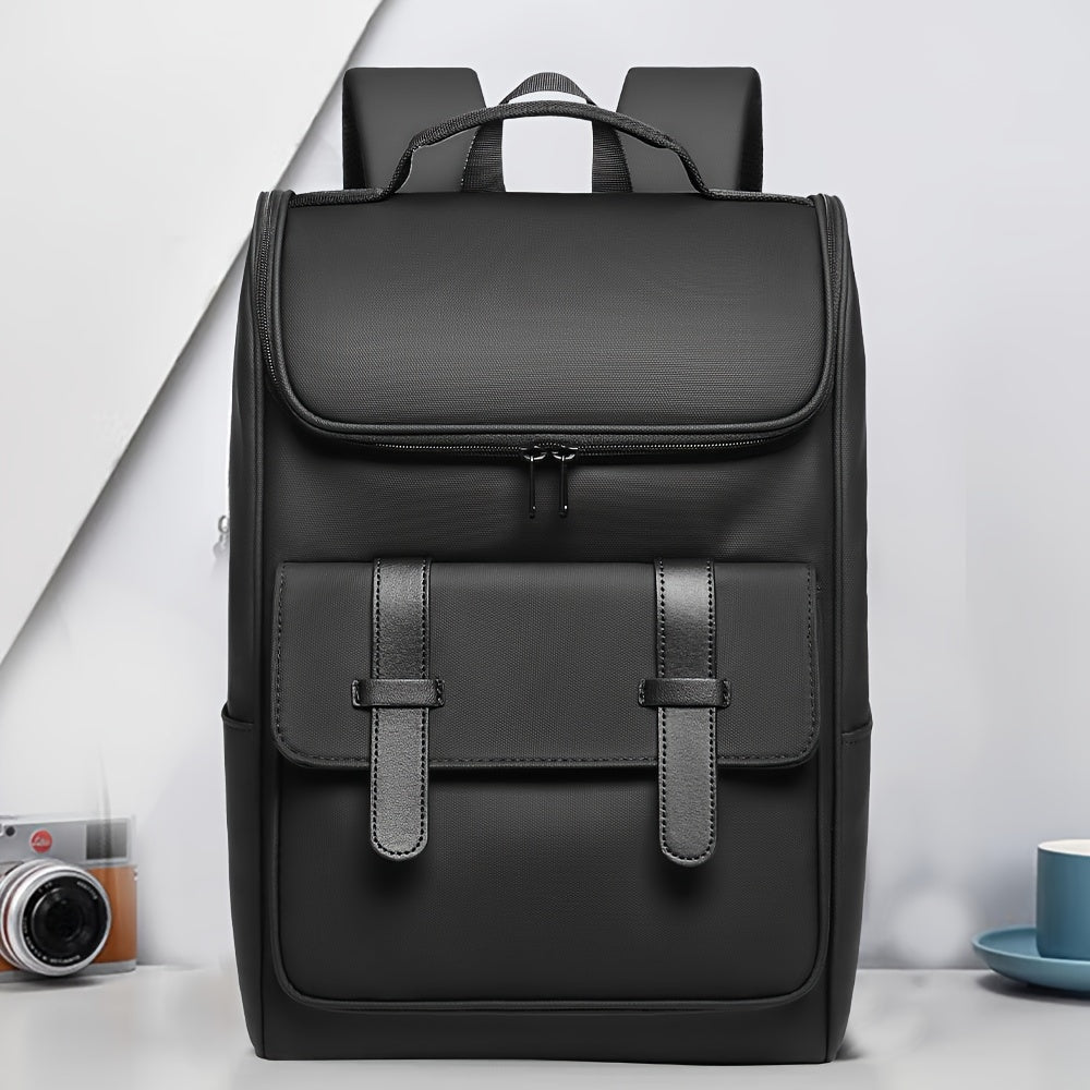 Men'S Stylish Large Capacity Commuter Backpack - Black Oxford Fabric, Durable with Multiple Compartments and Adjustable Straps, Ideal for Office, Student, University, School, Travel, Commute, Travel Backpack   Casual Style Ba