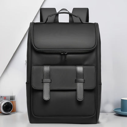 Men'S Stylish Large Capacity Commuter Backpack - Black Oxford Fabric, Durable with Multiple Compartments and Adjustable Straps, Ideal for Office, Student, University, School, Travel, Commute, Travel Backpack   Casual Style Ba