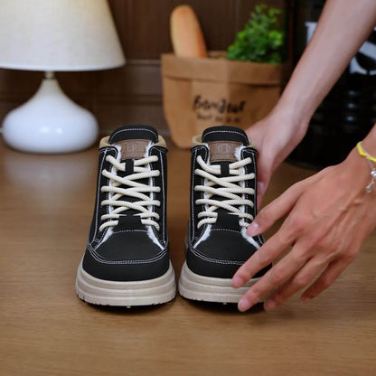 Men's Snow Boots with Lining, Thickened Outdoor Hiking Boots, Trendy Versatile Work Boots, British Short Boots