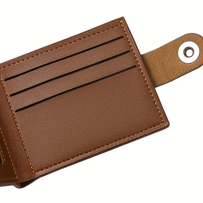 Men's Short Wallet with Magnetic Closure, PU Leather Coin Purse, Fashionable Card Holder with 5 Card Slots, ID Organizer, Suitable for Daily Outings