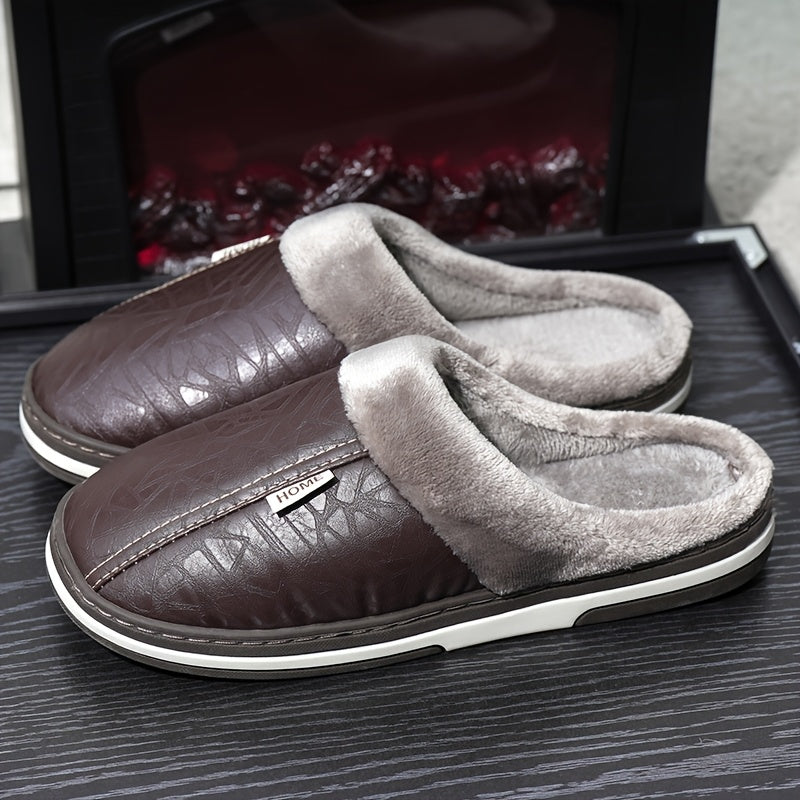 Men's Oversized Plush Winter Slippers Soft Warm Indoor Shoes