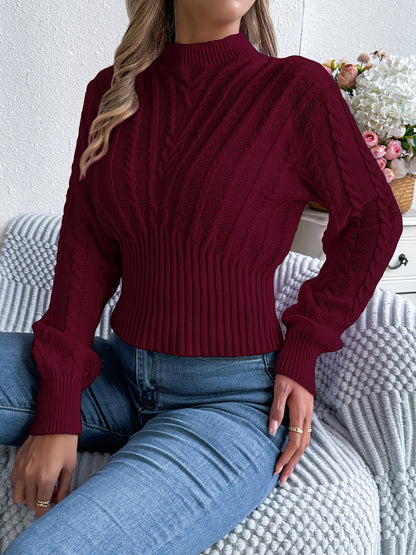 Autumn and Winter Casual Vacation Round Neck Sweater | Long Sleeved Solid Color Women'S Pullover, Medium Stretch Fabric, Regular Fit