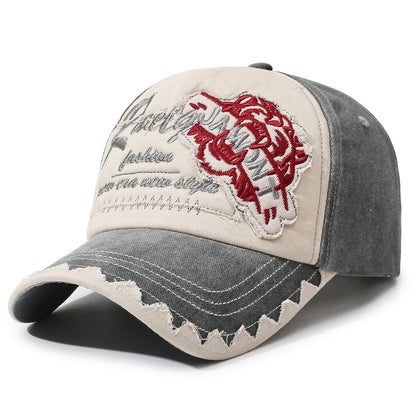 Vintage Washed Unisex Adjustable Baseball Cap with Embroidered Patch