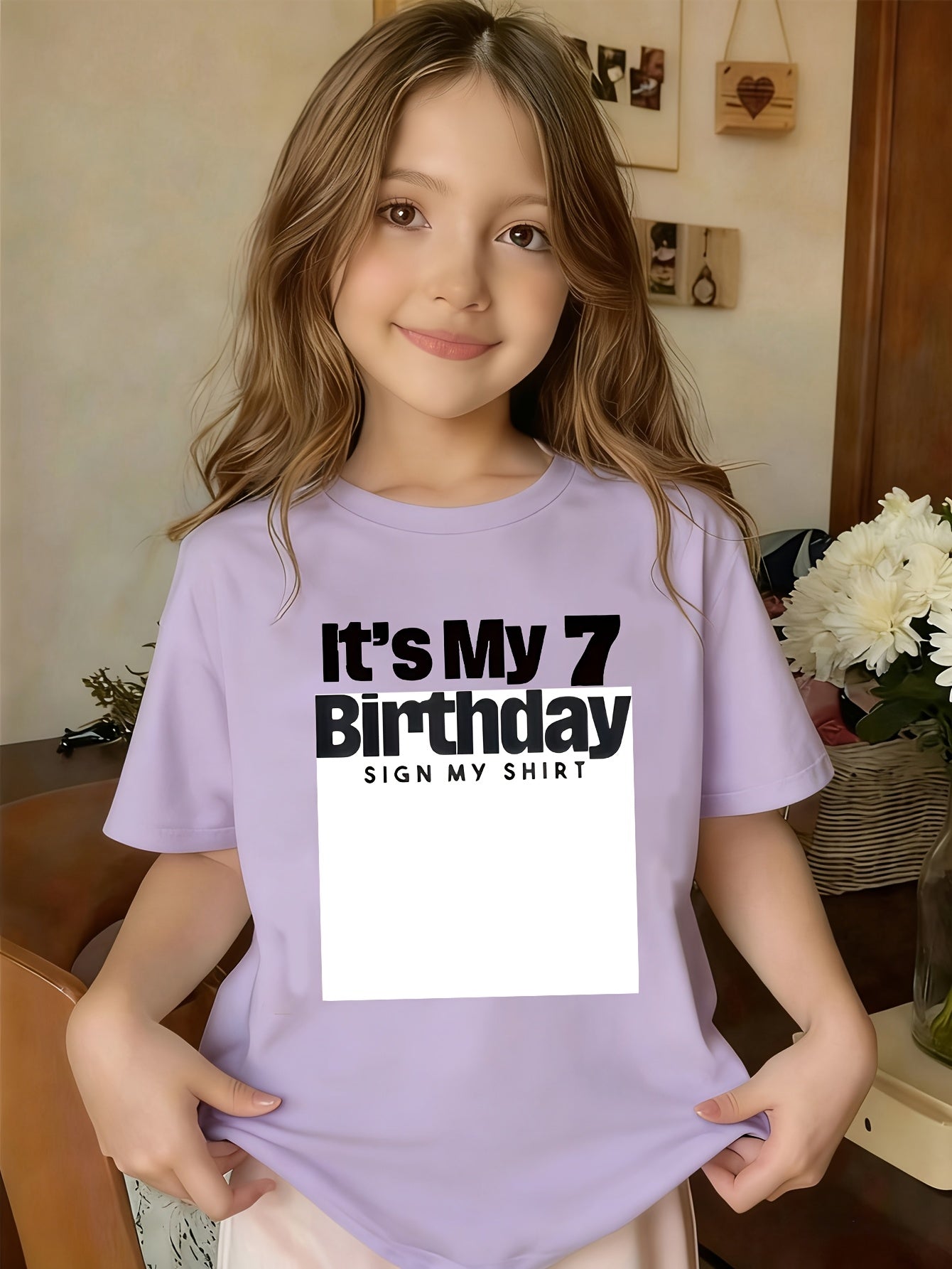 Girls' 10th Birthday Short Sleeve Cotton T-Shirt Casual Style