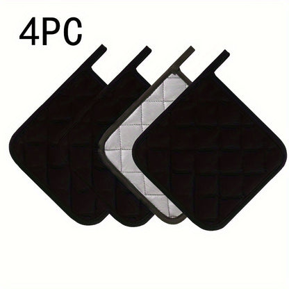 4-Pack Kitchen Pot Holders, High Heat Resistant Quilted Thick Fleece Hot Pot Stands Set, Washable Tripod for Cooking and Baking, 16.0x16.0 cm, Polyester 100% - Red