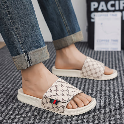 Men's Vintage Floral Slip-On Slippers with Thick EVA Sole