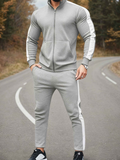 Men's Casual Athletic Tracksuit Set with Stretch Polyester