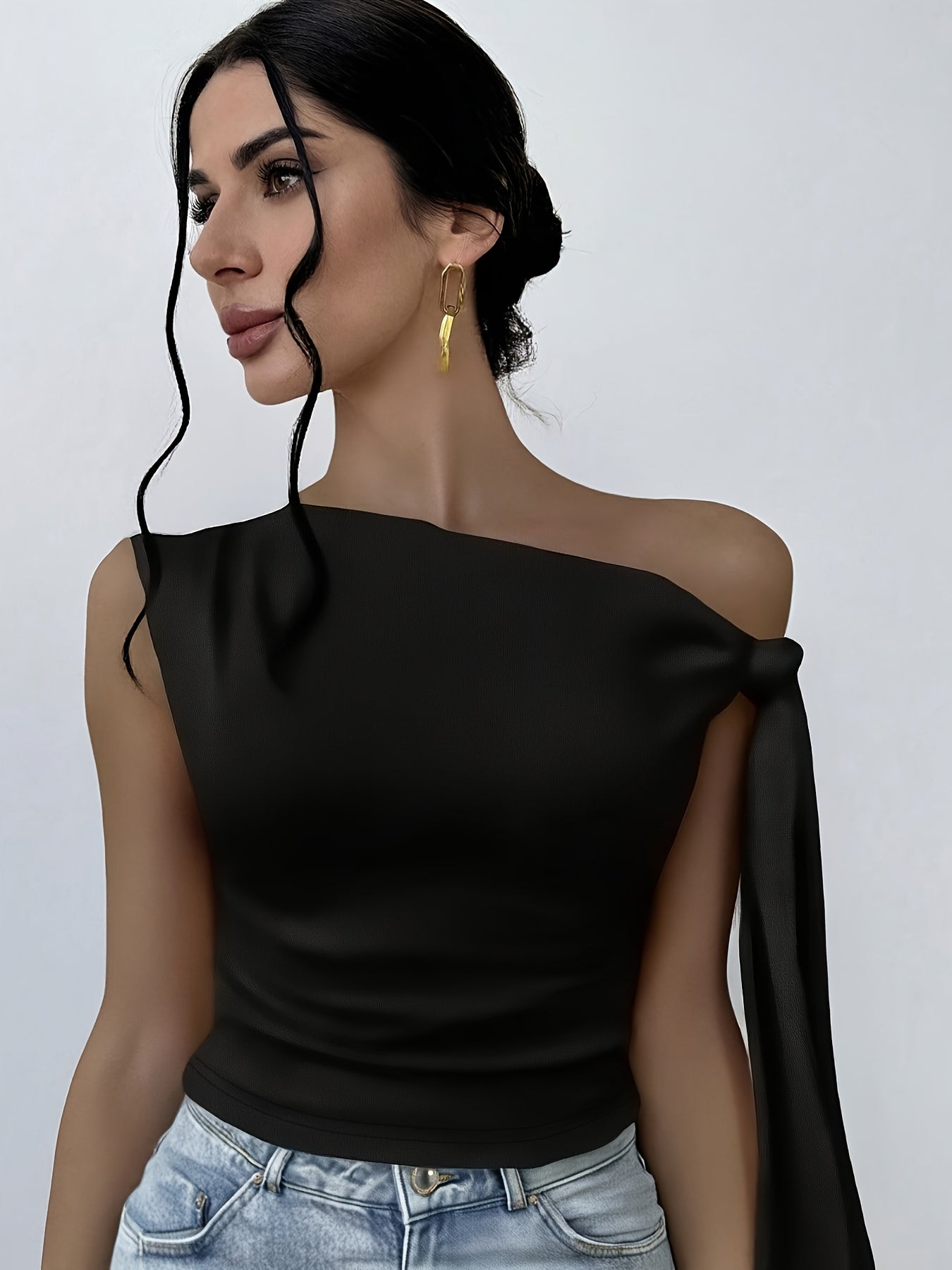 Women’s Slim Fit Y2K Shoulder Tie Strapless Vest