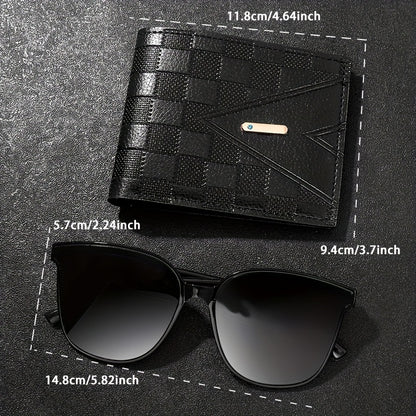 Stylish Men's 3pcs Set: Quartz Watch, Glasses & Wallet - Faux Leather Strap, Alloy Case, Digital Dial - Perfect for Gifts & Casual Attire