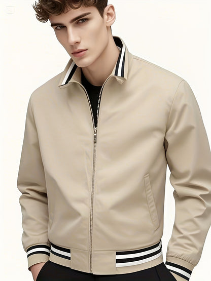 A Men'S Stylish Pilot Jacket, Made of Durable Fabric, Features Classic Striped Details, Perfect for Casual Outings Or Hiking. It Offers a Sense of Confidence And Fashion, Making It an Ideal Gift for Men