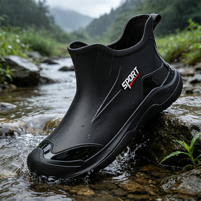 Men's All-Season PVC Ankle Rain Boots for Outdoor Use