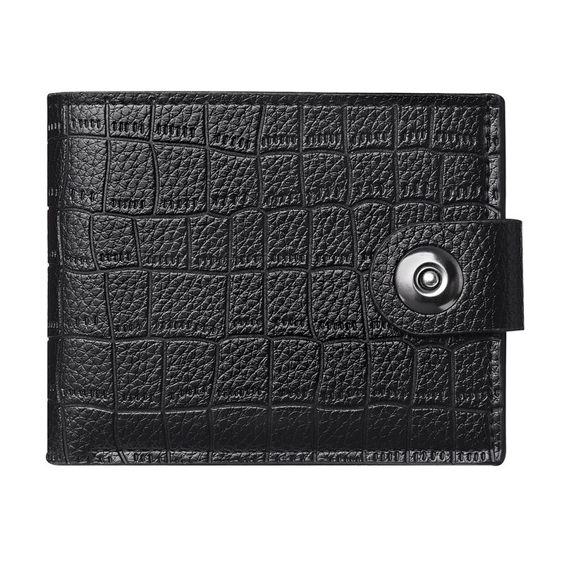 New Safety Button Lock Men's Wallet with Zipper Compartment - with Stone Texture, Multi-Section Cash/Pocket Organizer, Closure for & s, Everyday Carry or Gift for Dad/Husband (Style Suitable for)