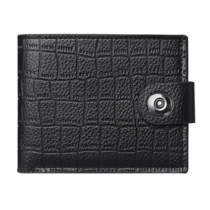 New Safety Button Lock Men's Wallet with Zipper Compartment - with Stone Texture, Multi-Section Cash/Pocket Organizer, Closure for & s, Everyday Carry or Gift for Dad/Husband (Style Suitable for)