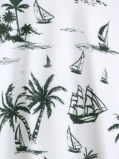 Boys' Casual Summer Set with Printed T-Shirt & Solid Shorts