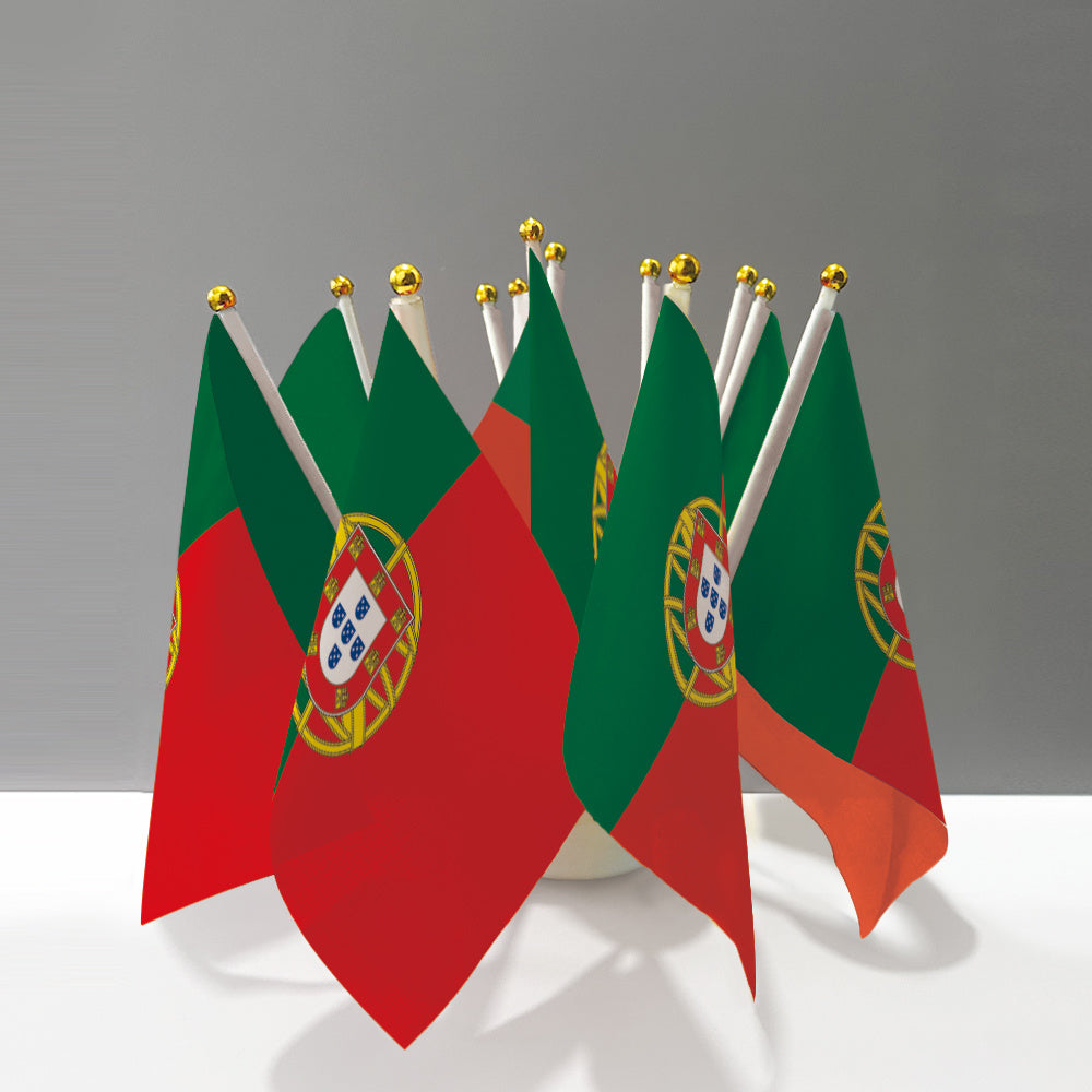 6/12pcs Small Portuguese Handheld Flags, Weather Resistant Polyester