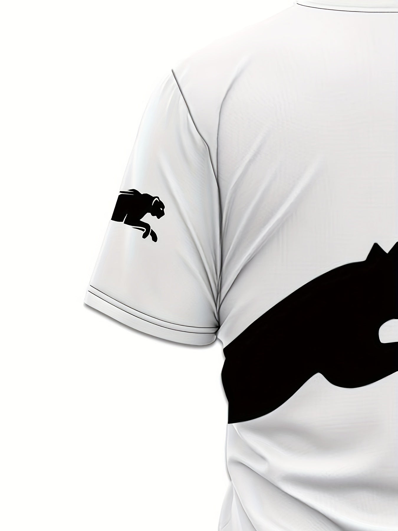 Men's 3D Print Cat Graphic T-Shirt - Casual Short Sleeve Summer Tee with Black  White Contrast Design, Breathable Round Neck Top for Outdoor Activities, Machine Washable, Relaxed Fit Shirt, Durable Fabric, Detailed Print Qua