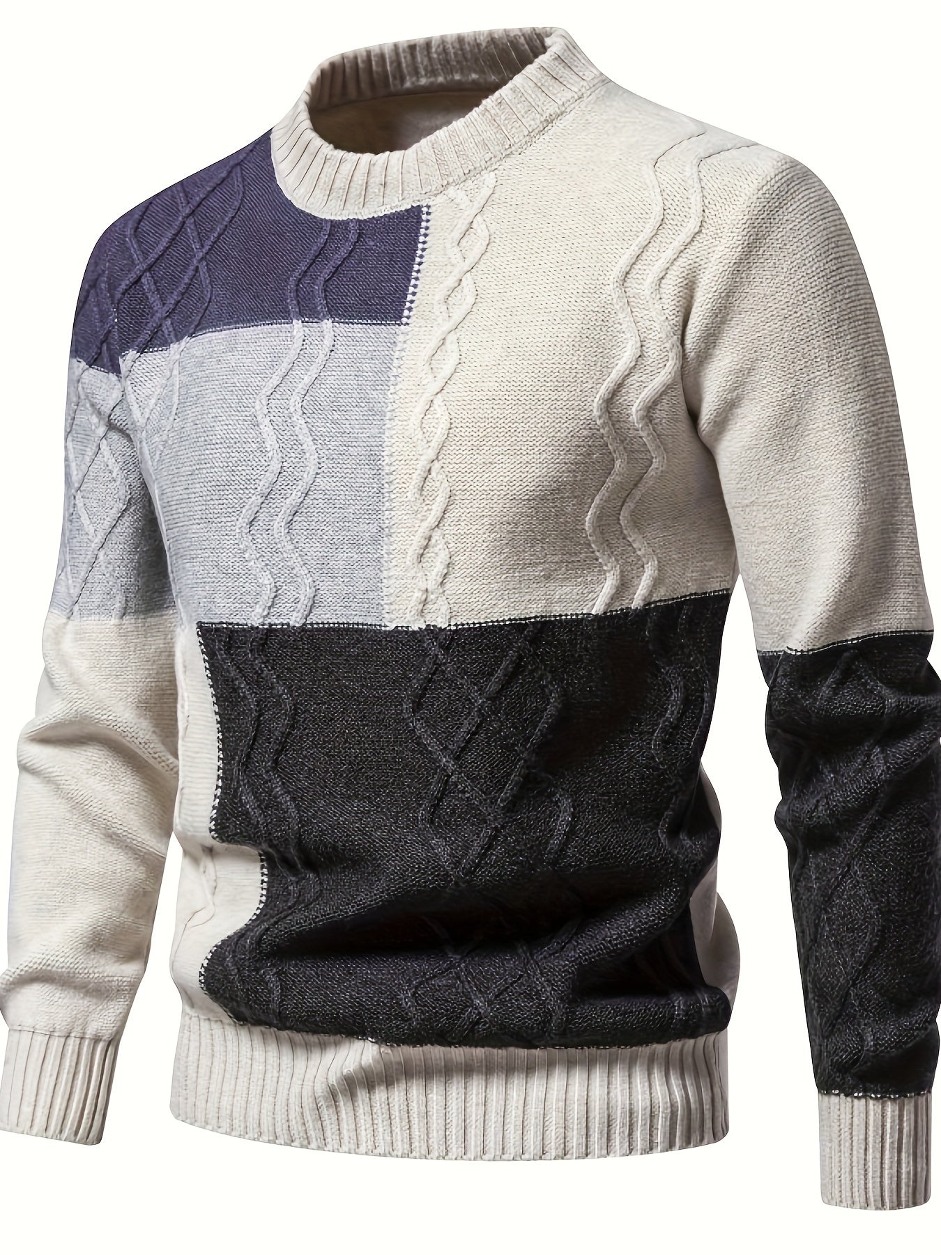 Men'S Colorful Jacquard Pullover Sweater with a Round Neck for Autumn And Winter