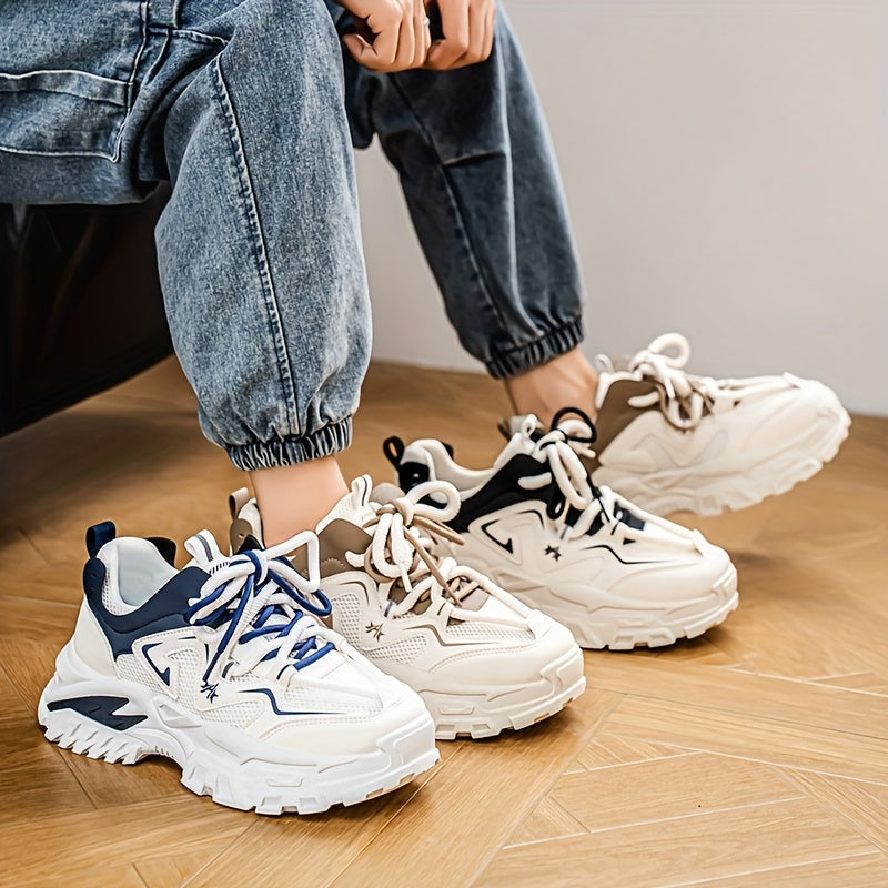 Men'S Athletic Shoes on, Stylish Thick-Soled Sneakers, Casual And Sporty Elevated Breathable Mesh Shoes, Low-Top Lace-Up Active Footwear, Comfortable Men'S Sports Shoes for All Seasons.