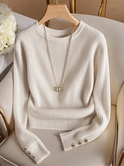 Elegant Ladies' Solid Color T-Shirt for Spring and Fall